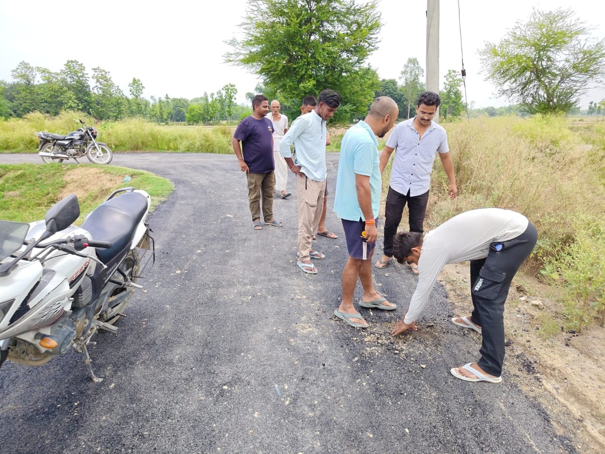 Road surface came apart at the slightest touch; work halted.