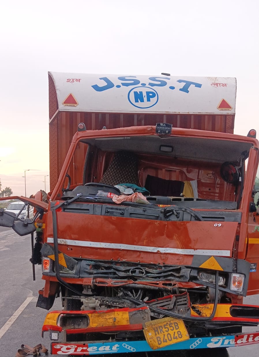 Canter collides with Roadways bus due to brake failure; driver injured