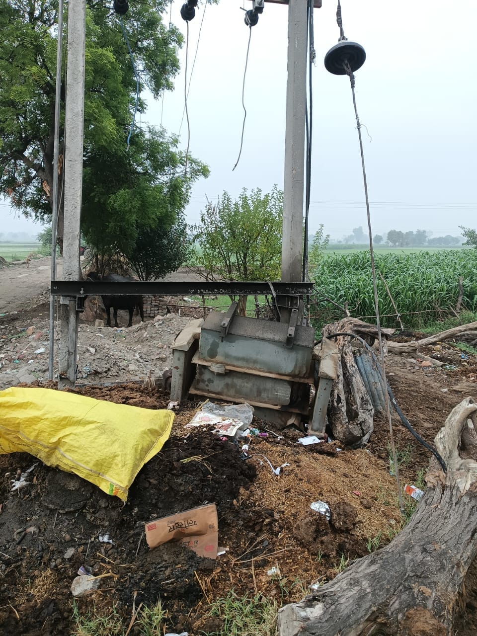 Transformer falls to the ground as a ball of fire after an explosion in Mirzapur.