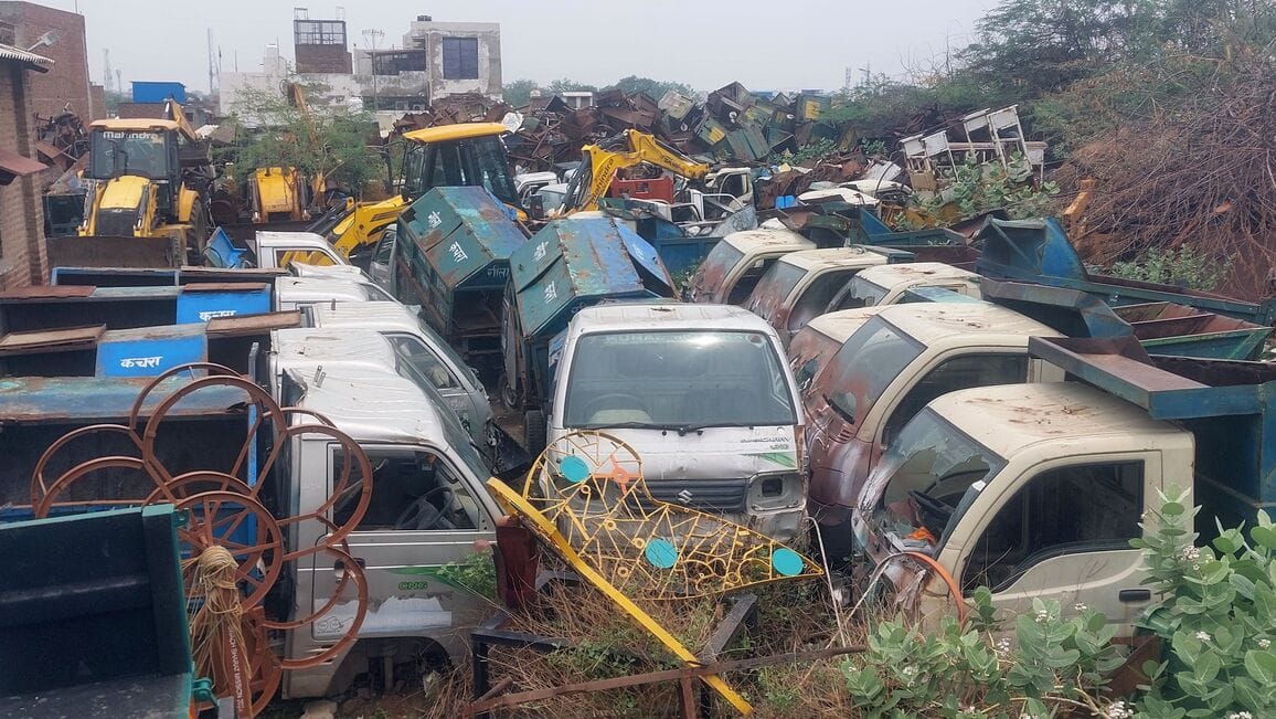 Vehicles have rotted away from years of standing idle... missing parts.