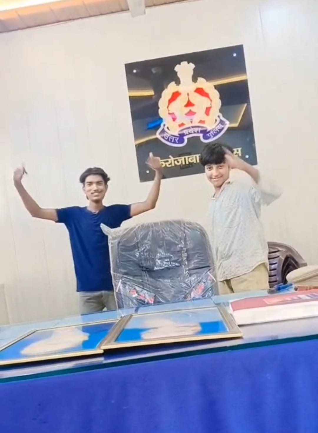 Youths filmed a reel in the Station House Officer's office; the video has gone viral on social media.