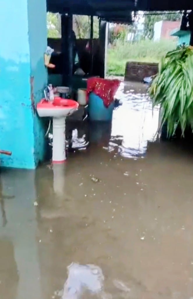 Water entered dozens of houses in Puthi village due to heavy rain.