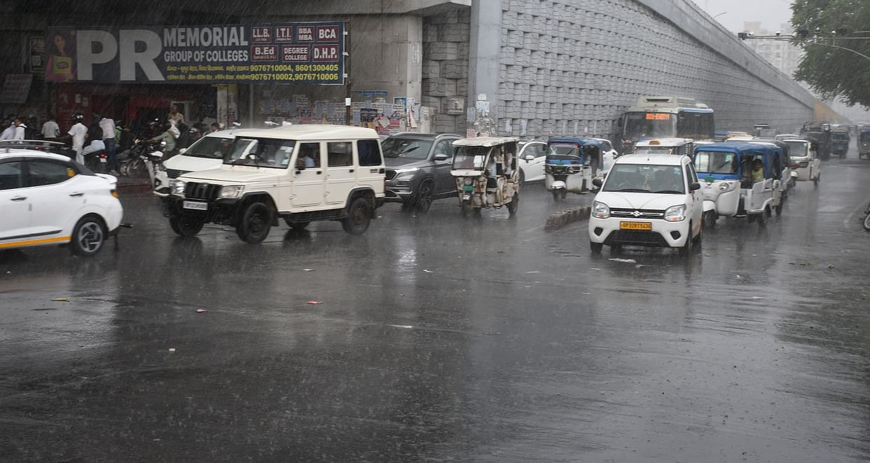 Cloudy skies and light rain brought relief from the heat and humidity