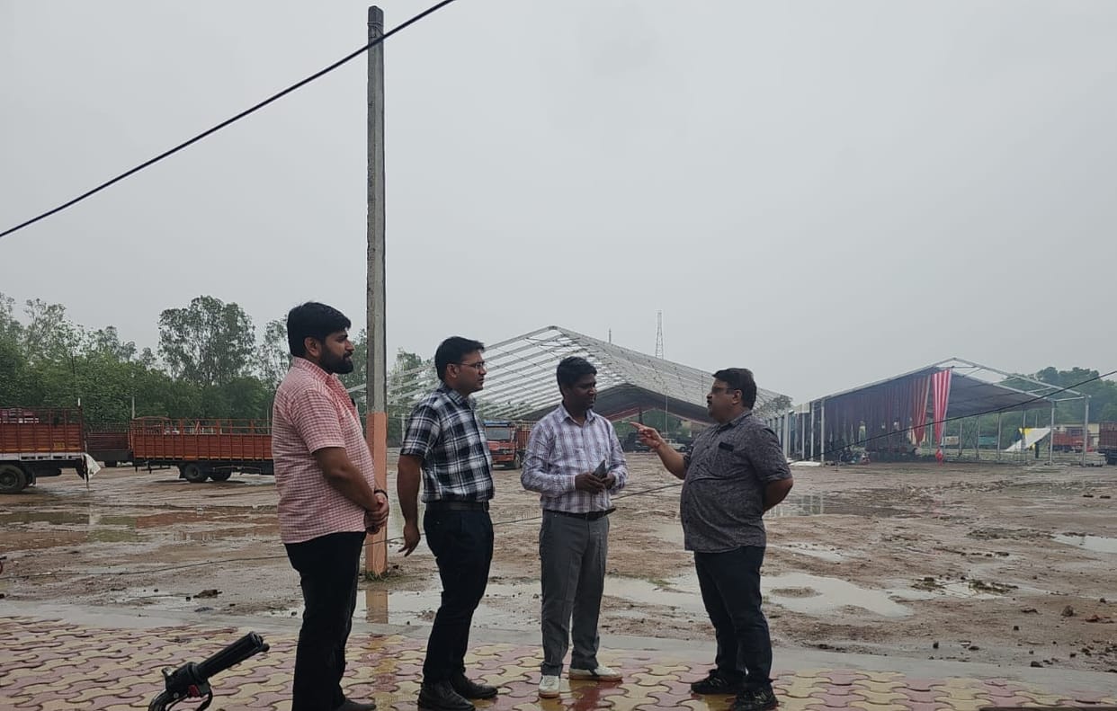 The pandal at the JN College ground will be 200 feet wide and 350 feet long.