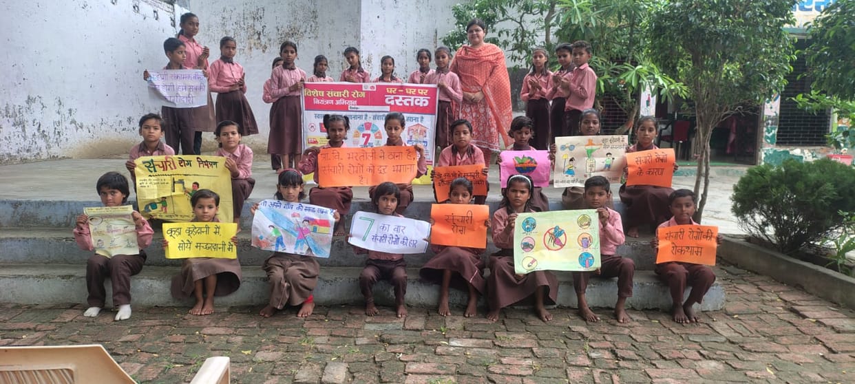 Children organized a rally to raise awareness about communicable diseases.