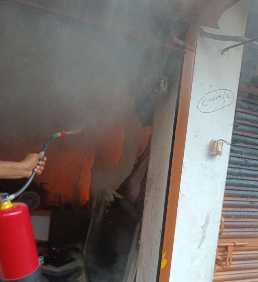 Fire in three shops causes losses worth lakhs.