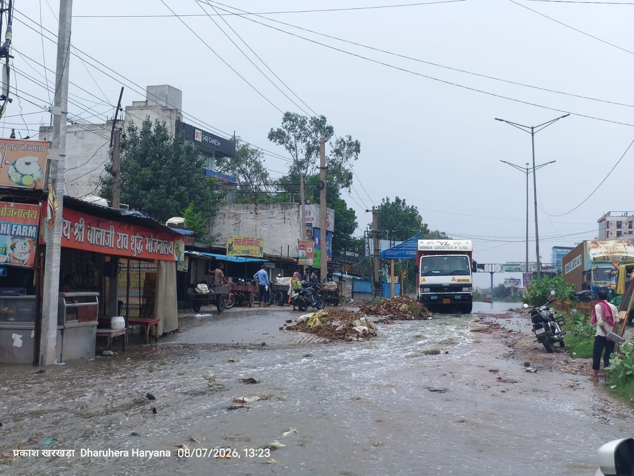Ramp rendered ineffective by rain; polluted water from Bhiwadi enters Dharuhera.