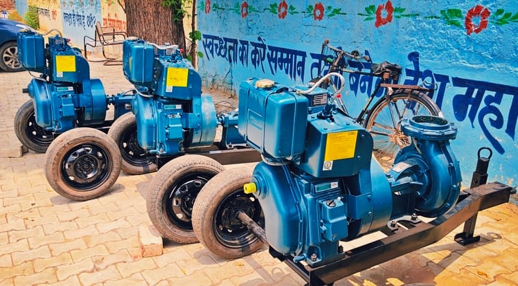To prevent waterlogging, the municipality has purchased pumps, generators, and pipes