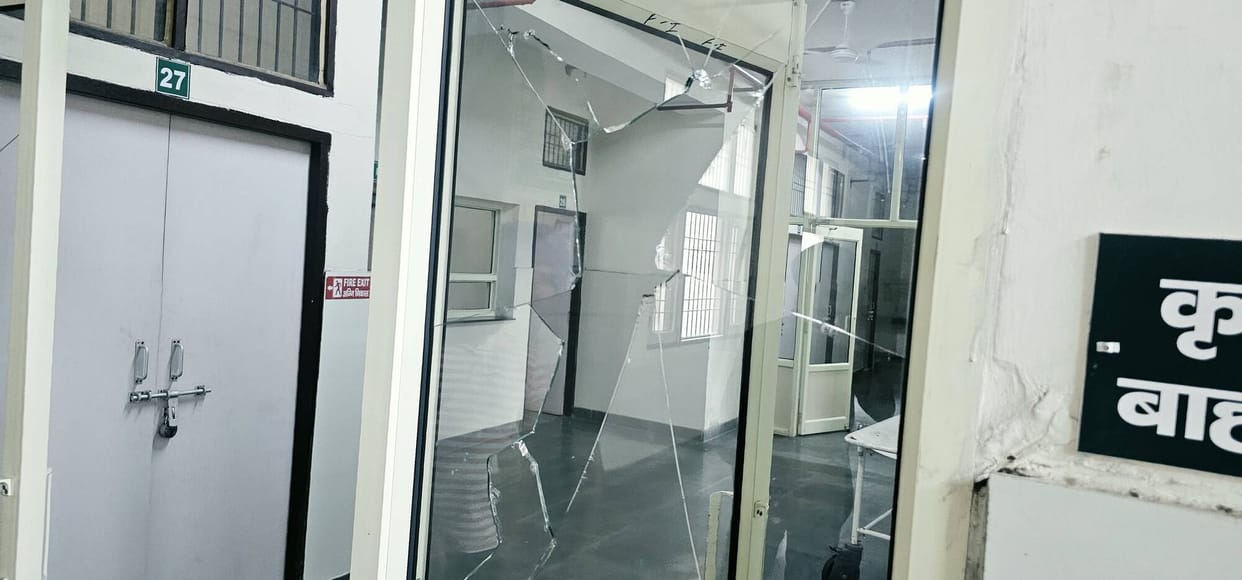 Youth vandalizes government hospital, angered by delay in treatment.