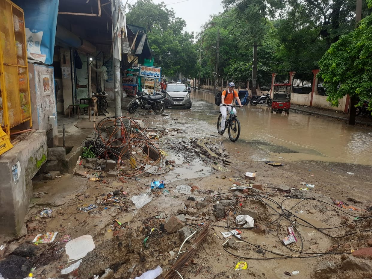 Mud and potholes on the road; the municipal corporation is waiting for accidents to happen.