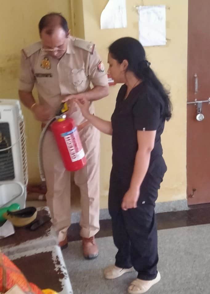 Fire extinguishers at the medical college hostel found to be non-functional.