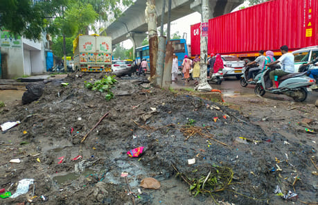 Monsoon has arrived, but the cleaning of drains in the industrial area has not yet begun.