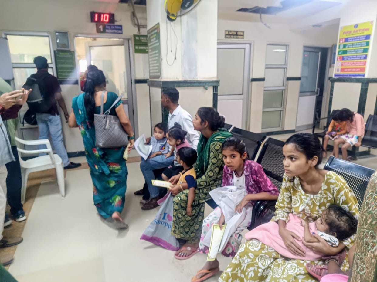 Children started falling ill with the change in weather; crowds increased at the district hospital's OPD.