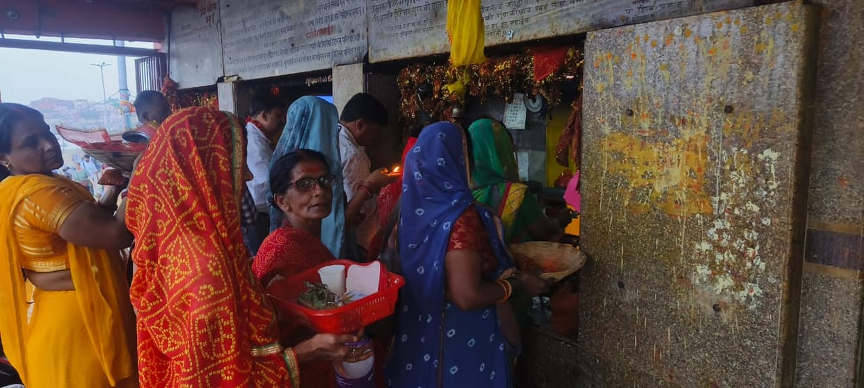 Women pray for good health while performing the 'Basiyaura' worship of Goddess Sheetala