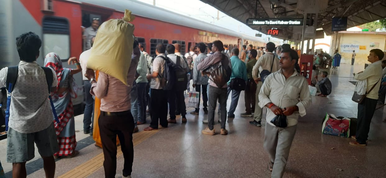 Passengers are in distress due to train cancellations, completing their journeys via buses and private vehicles.