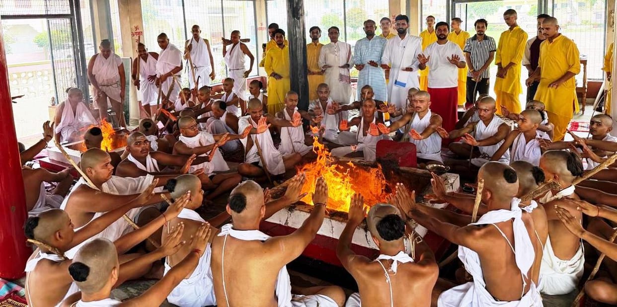 Janeu Sanskar and Upanayan ceremony for 50 students at the Vidyapeeth, following the Gurukul tradition.