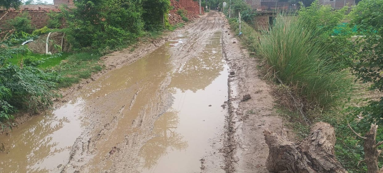People troubled by waterlogging on the Bhagdevara-Rerua connecting road