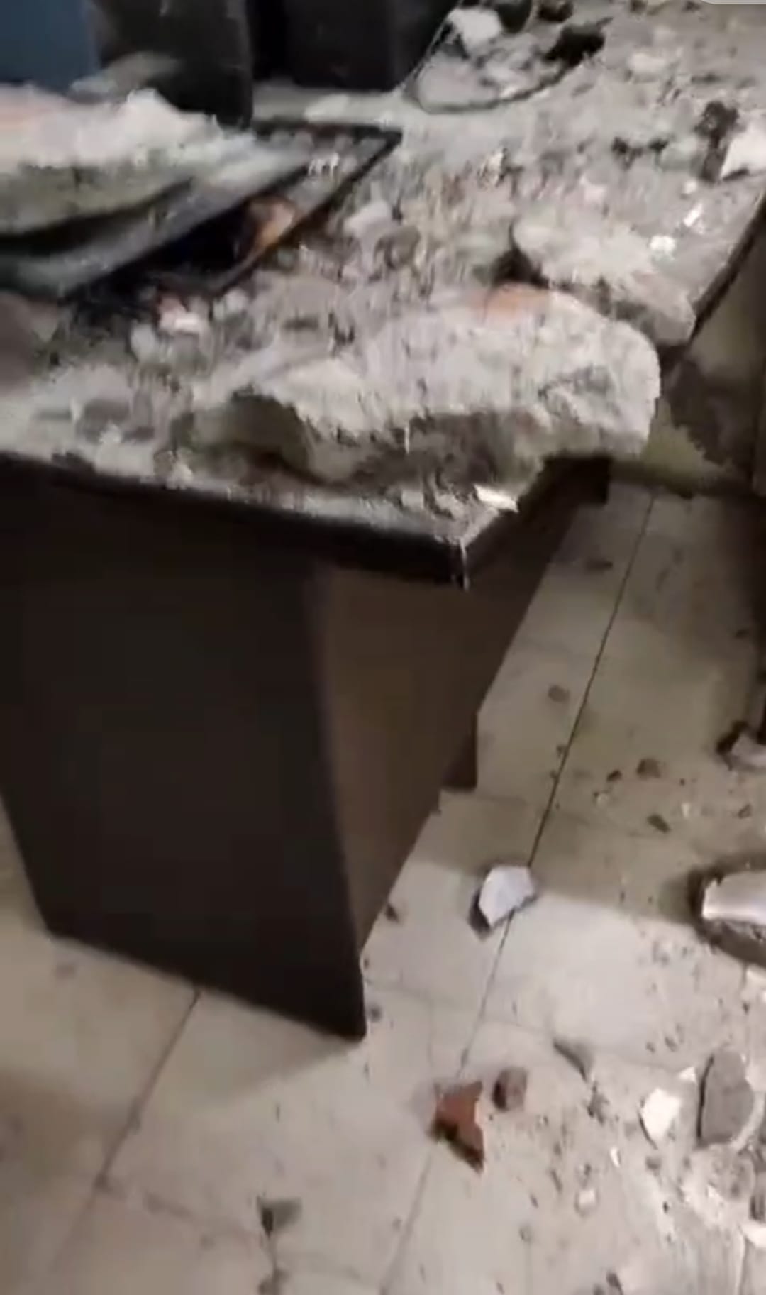 Bricks fell from the roof at the Municipal Corporation headquarters