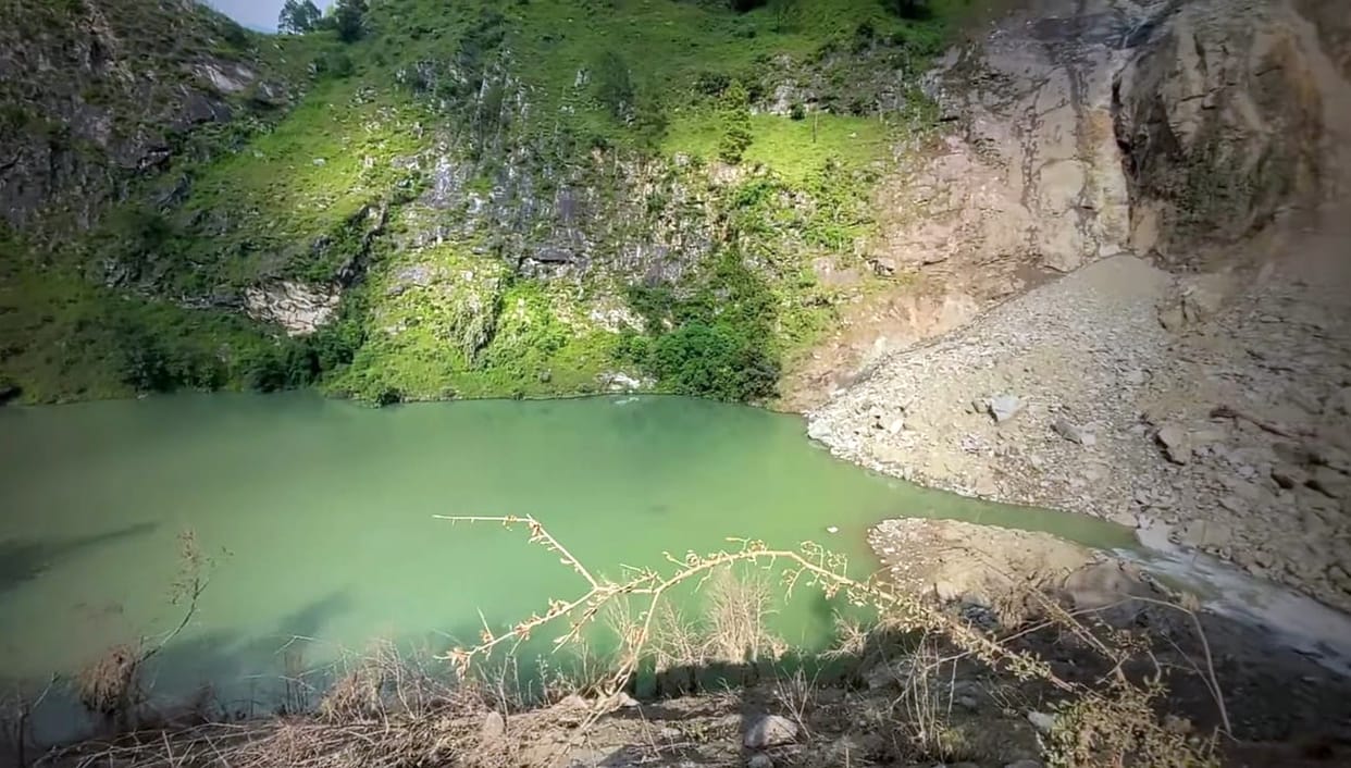 Landslide-formed lake in Jeevanala; alert issued.