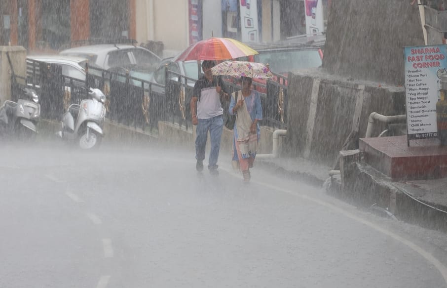 Heavy rain in Dharamshala brings relief from sultry heat.