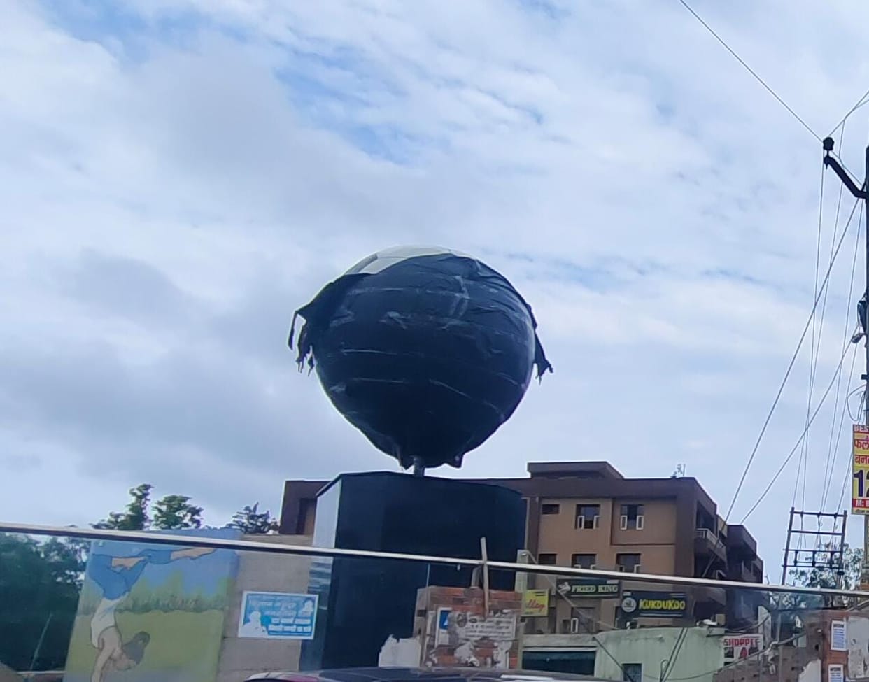 Football Chowk awaiting inauguration for a month