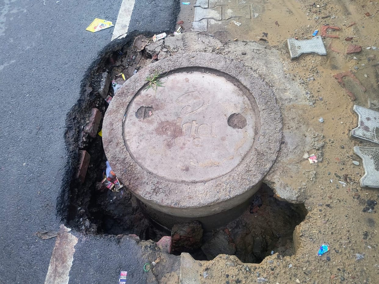Potholes at every step, compounded by waterlogging... getting through is difficult.