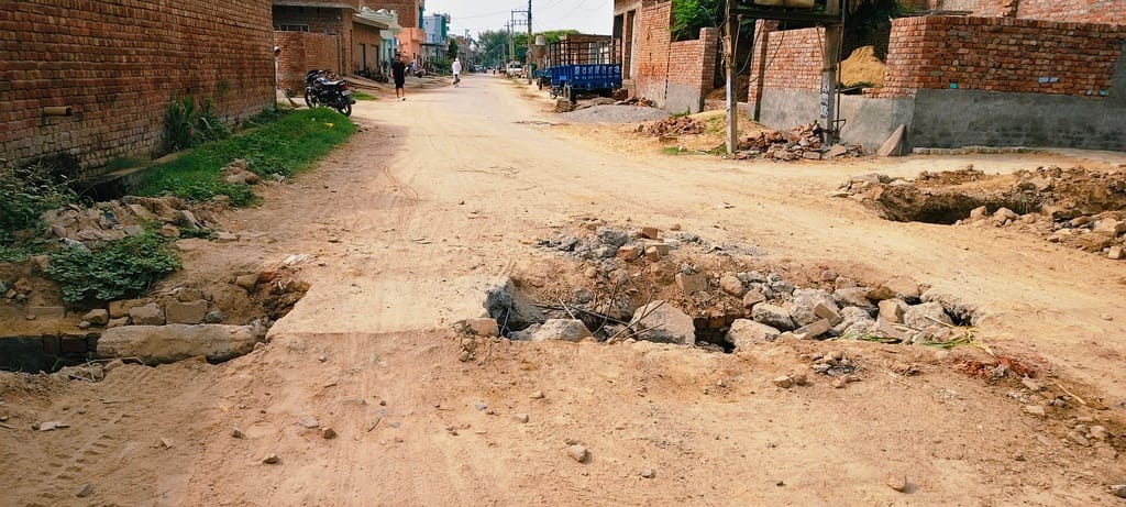 Road caves in in Ward 2; culvert opposite Pabuji Temple crumbling soon after construction