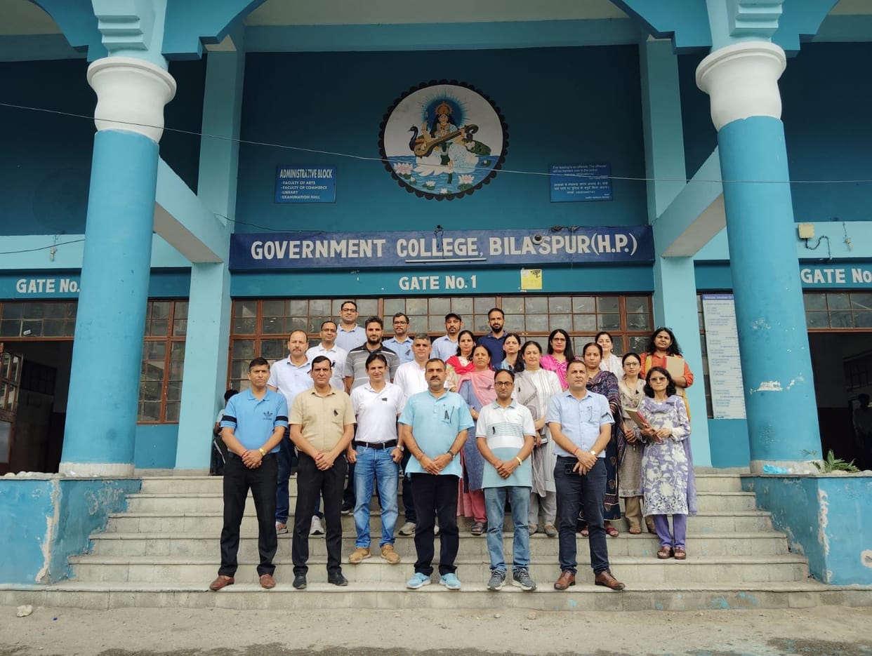 Teachers at Bilaspur College staged a protest over pending demands.