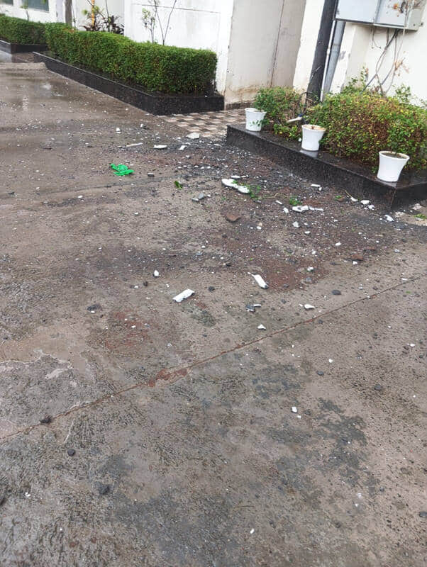 Plaster falling from flat; residents' lives at risk.