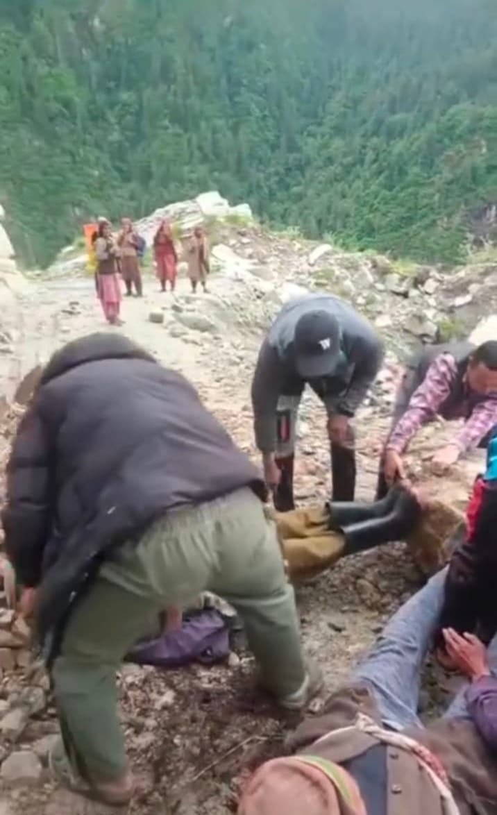 Kashapat road damaged by heavy rain.