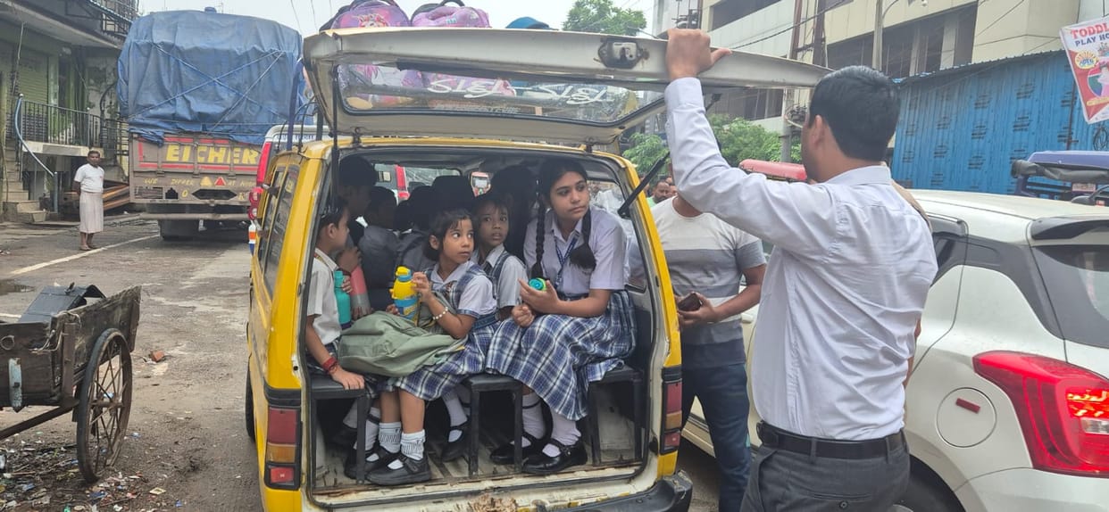 Six school vehicles impounded, 14 challaned.