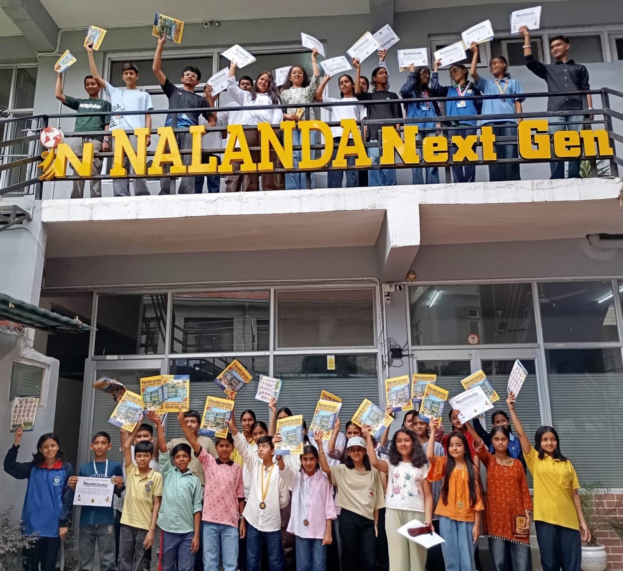 Winners of the talent hunt competition at Nalanda Next Gen felicitated.
