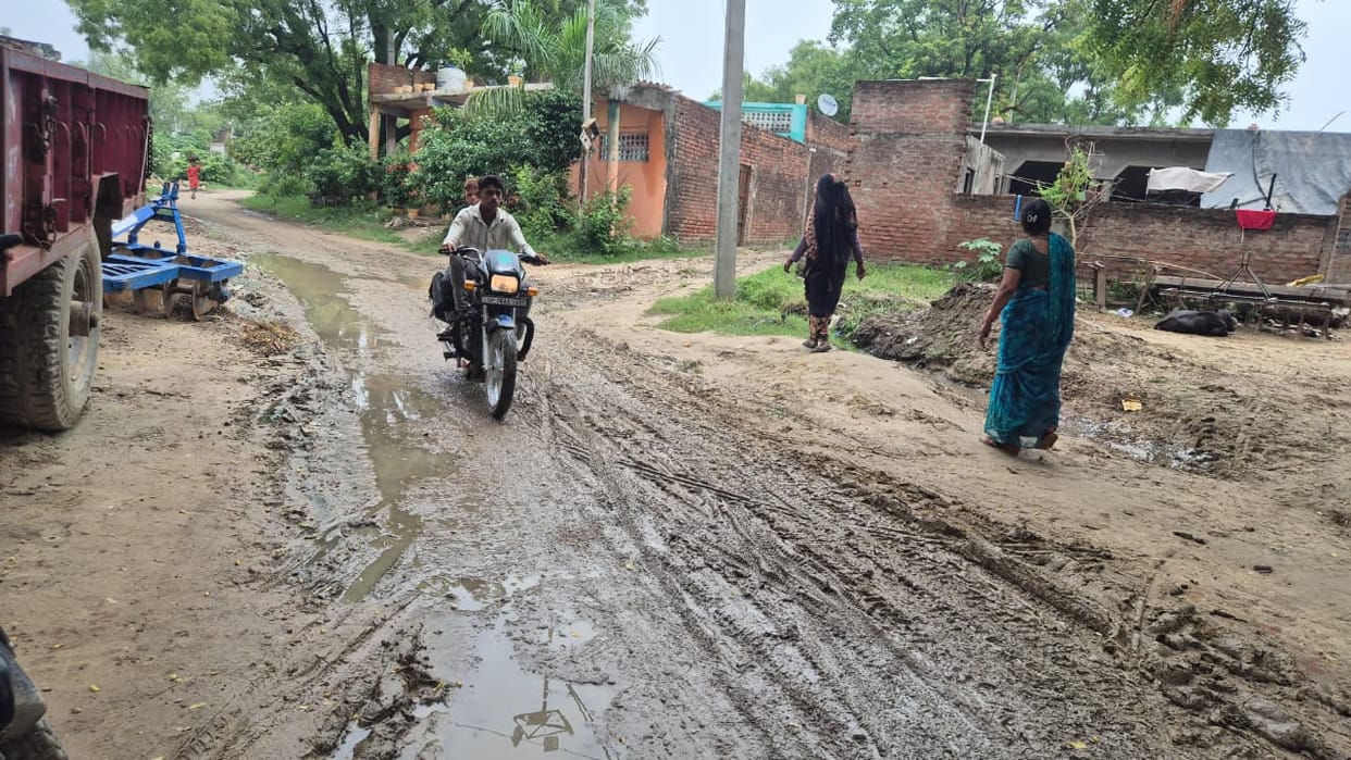 Eight months have passed since approval, yet the road to the MLA's village has not been built.