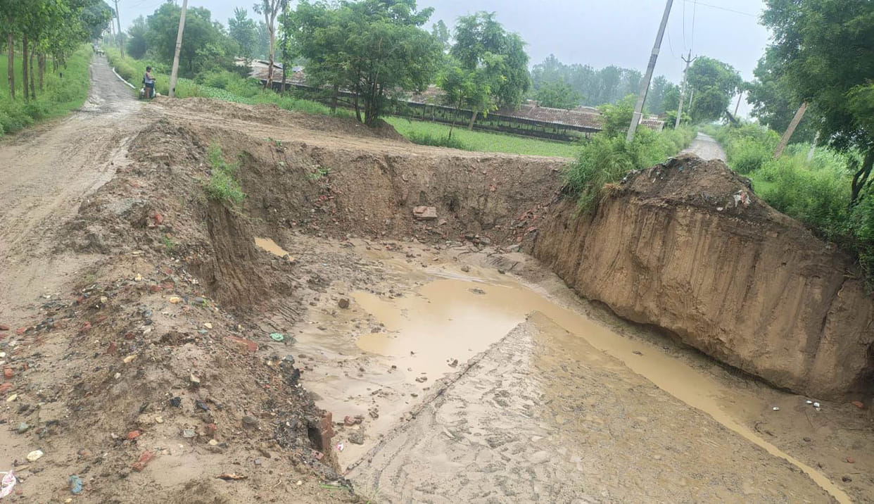 Construction of Khagoi culvert stalled; every journey becomes hazardous during rains.