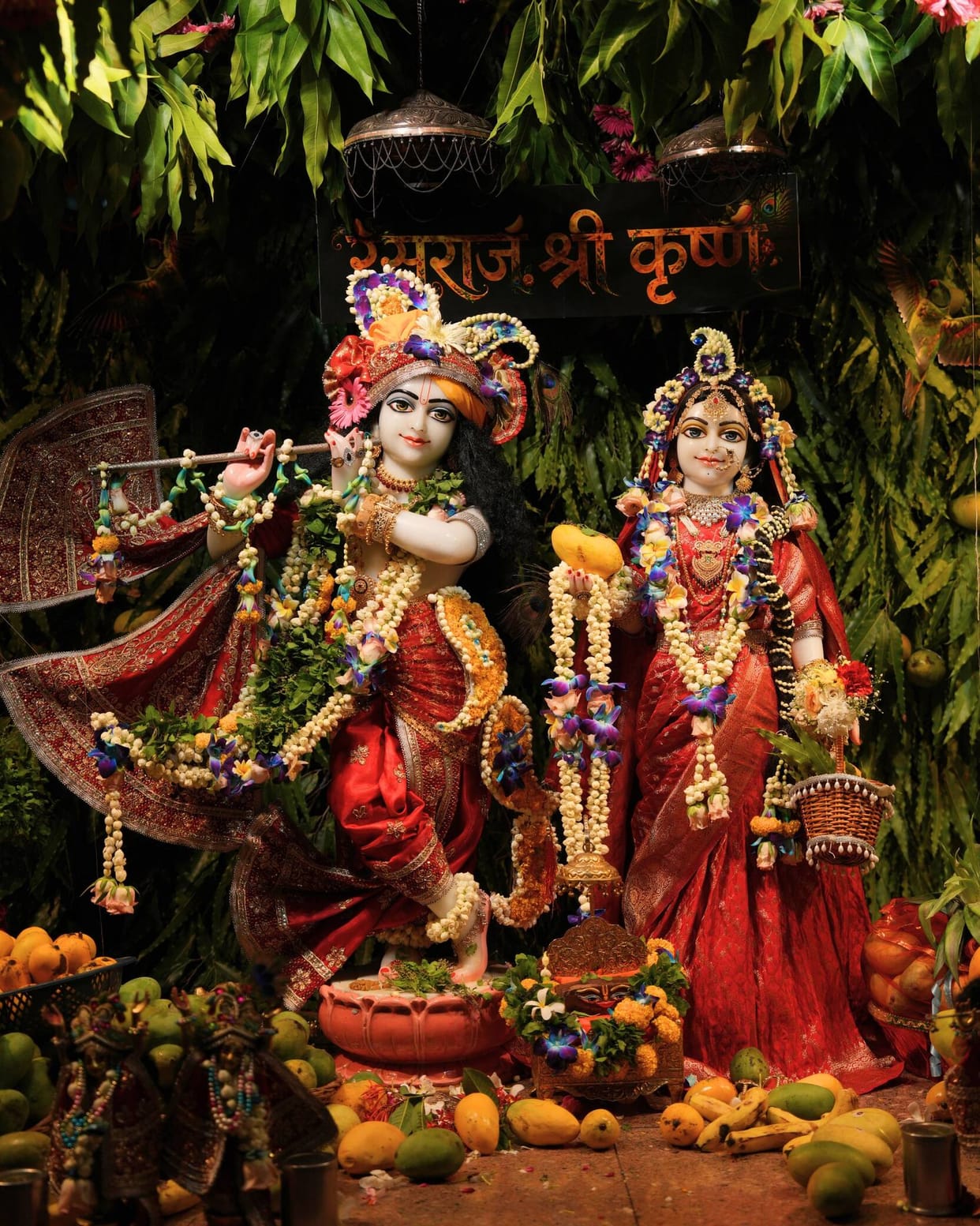 Radharaman Bihari adorned with Dashehri, Langra, and Chausa mangoes.