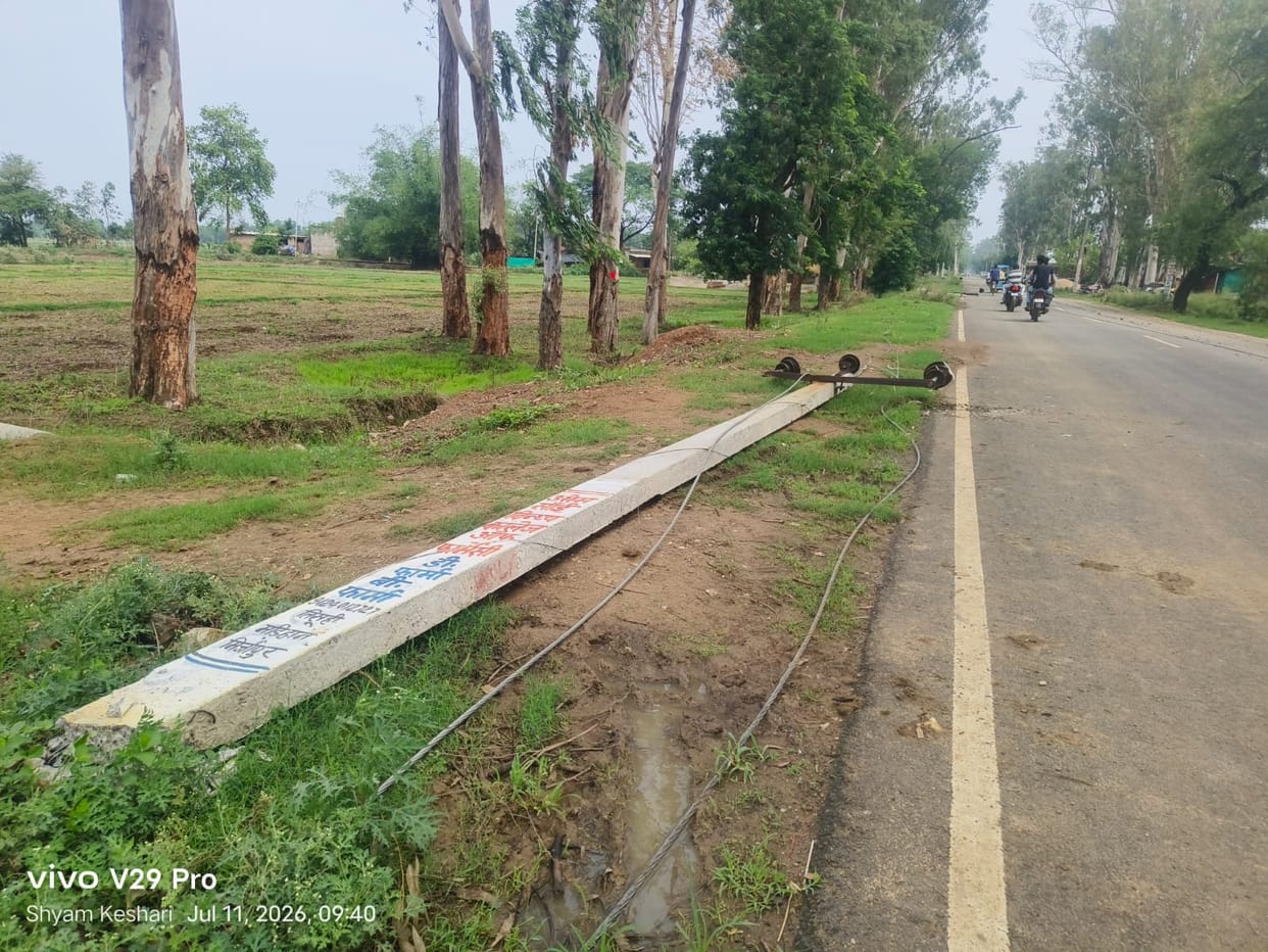 Five electricity poles of a 33 kV line snapped; power supply disrupted in more than eight villages.