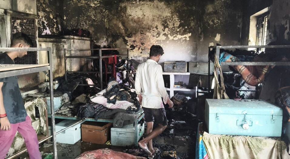 Fire at Kasturba School; fire tender ran out of water, fire extinguished using submersible pump.