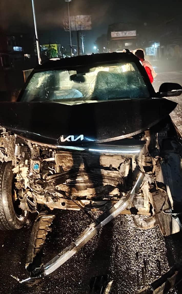 Two cars collide head-on; two injured.