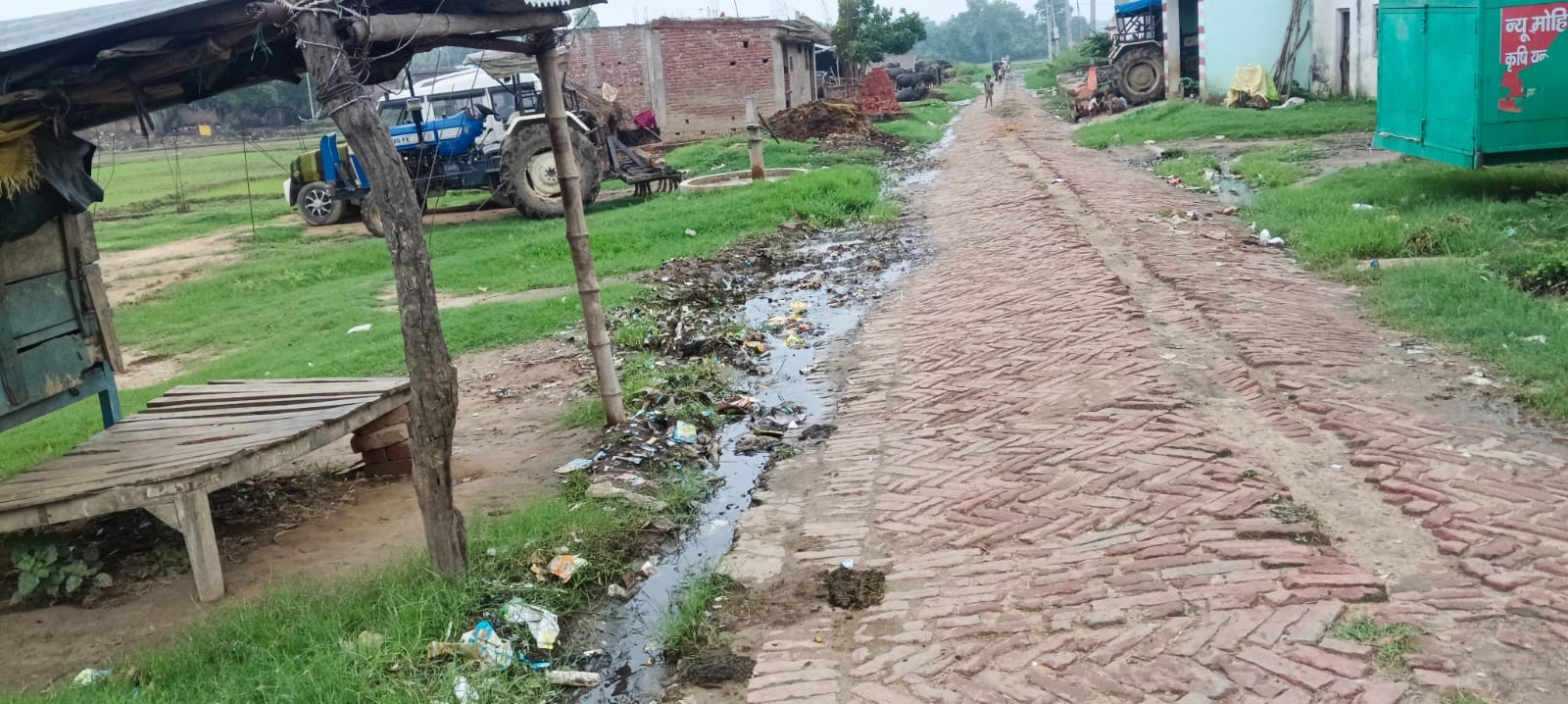 दक्षिणी बलिदानपुरवा में गंदगी से पटी नाली। - संवाद