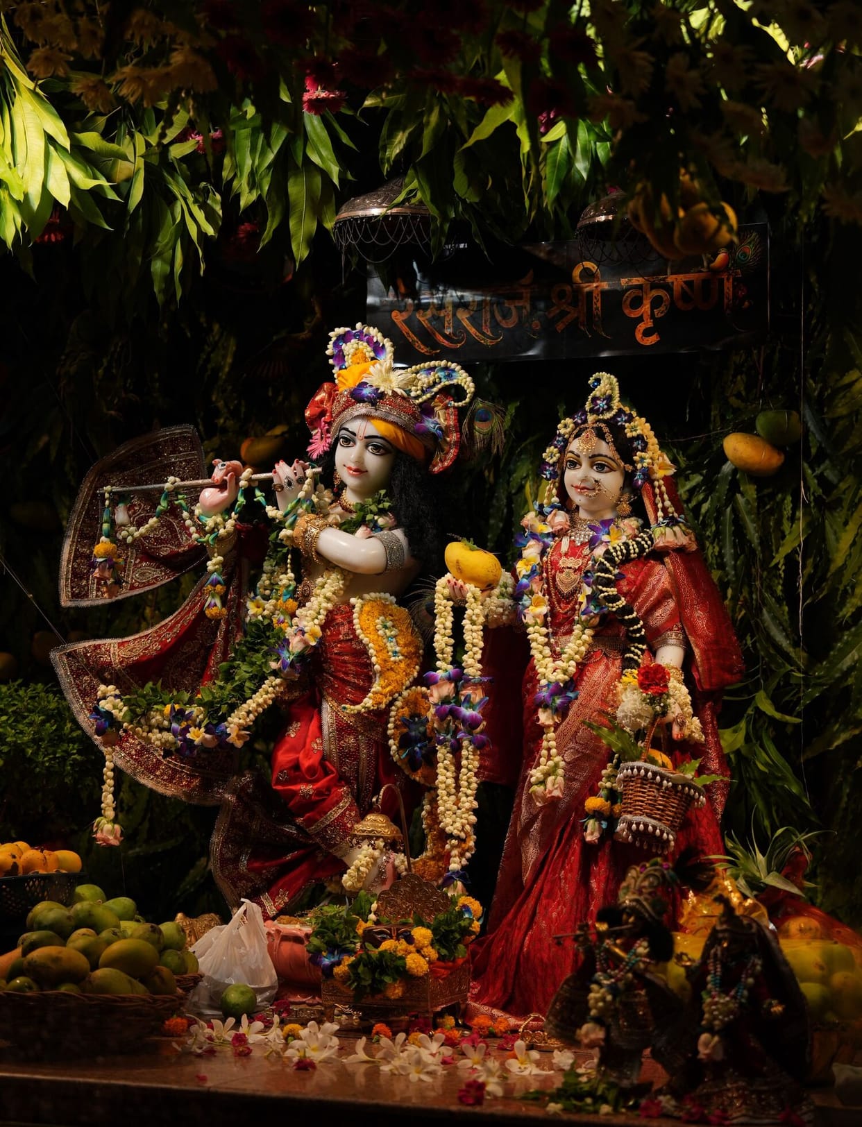 Radharaman Bihari adorned with Dashehri, Langra, and Chausa mangoes.
