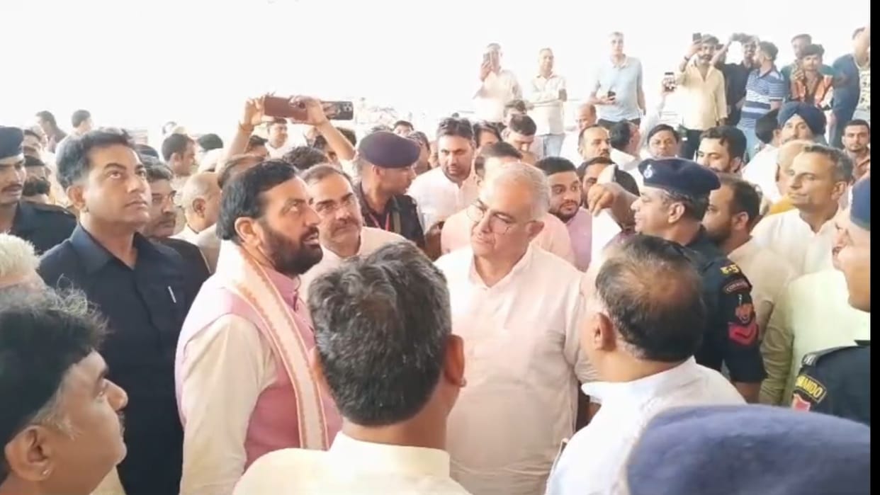 The CM visited the venue for the PM's public meeting for the second time in three days to inspect the preparations.