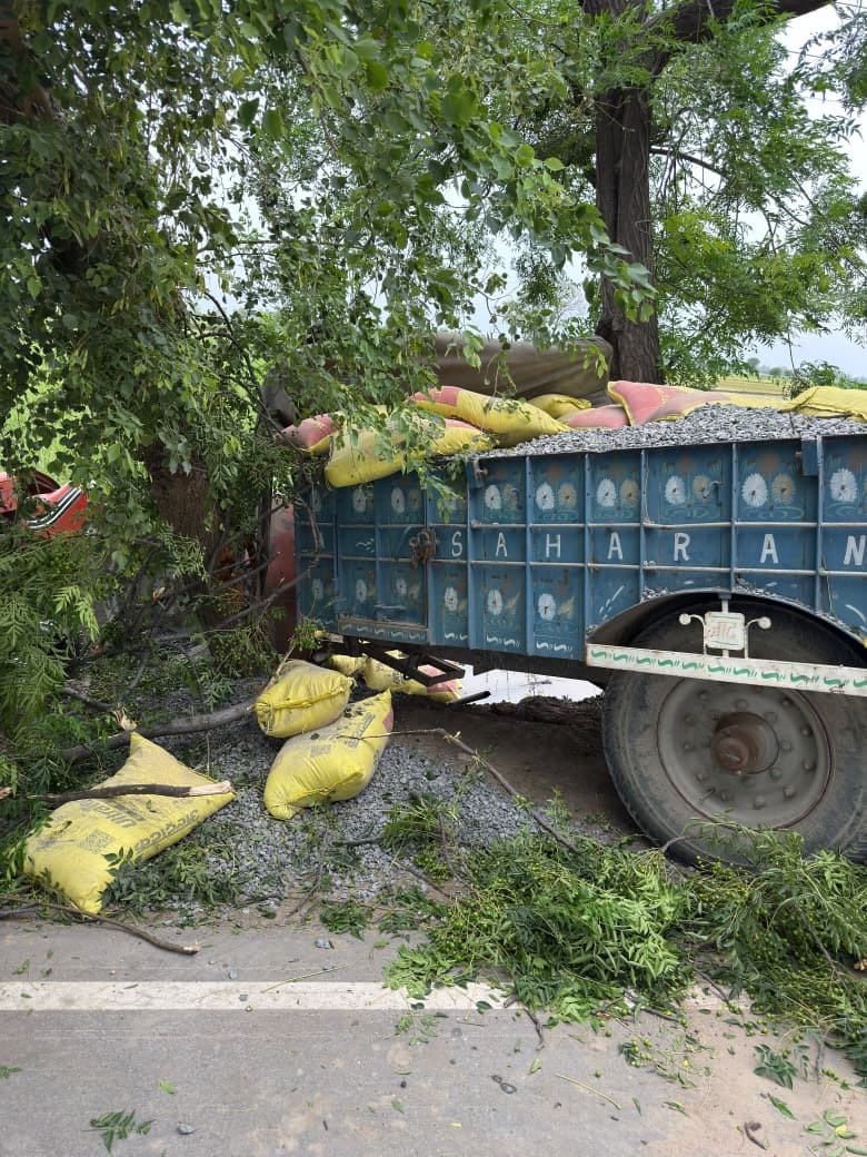 A young man died after a tree fell on a tractor-trolley due to a storm