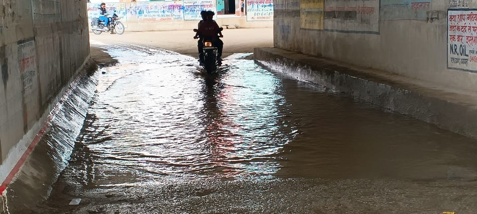 People are troubled by waterlogging in the underbridge.
