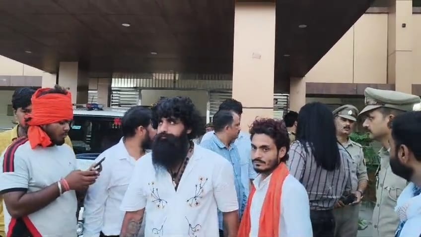 Police stopped Hindu Raksha Dal leader Daksh Chaudhary.