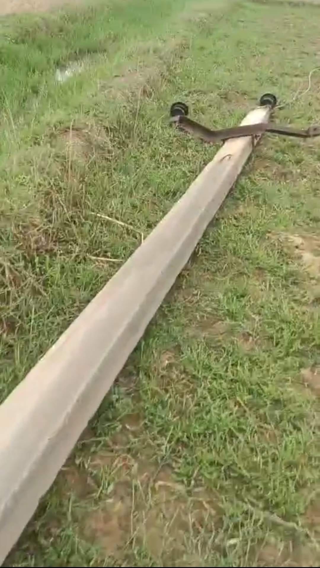 Wires missing from four poles, one pole broken; power supply to 15 villages disrupted.