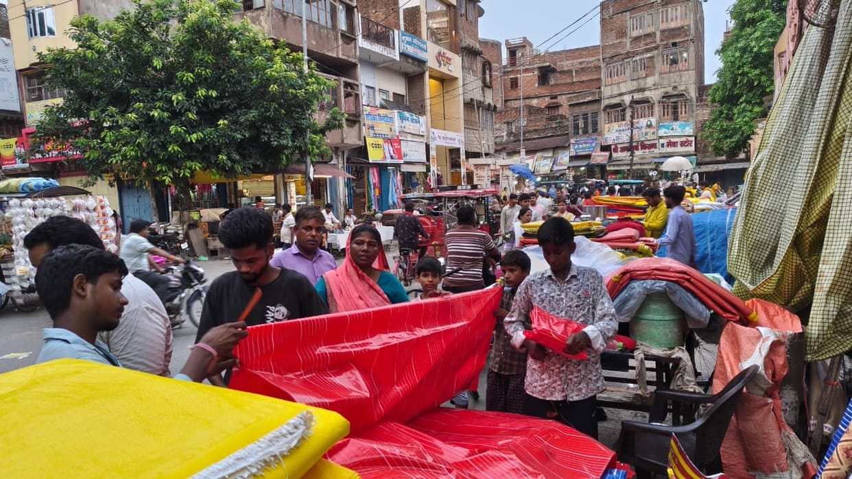 Demand for plastic tarpaulins rises as soon as the rains begin.
