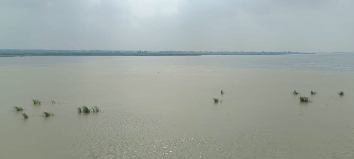After a week, the rising water level of the Sarayu stopped