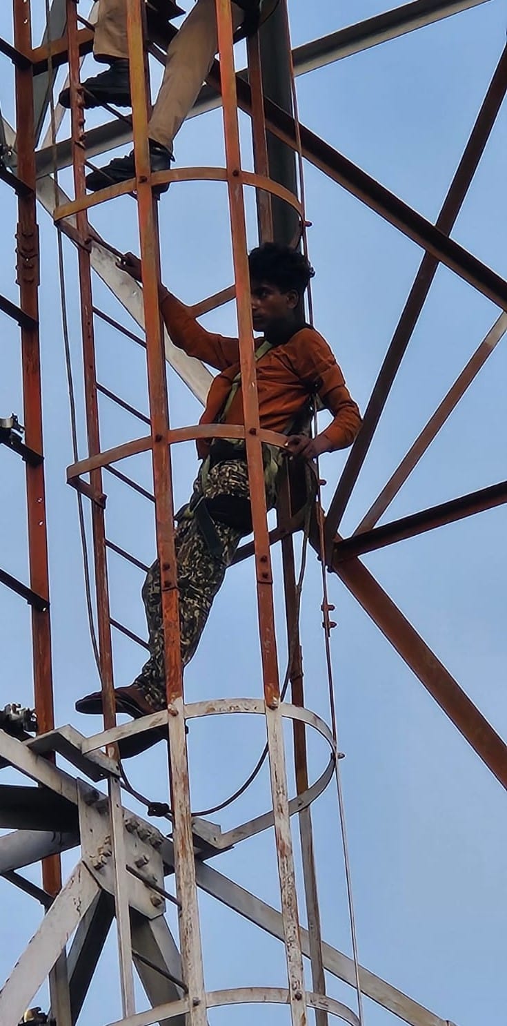 Youth climbs mobile tower again after five days.