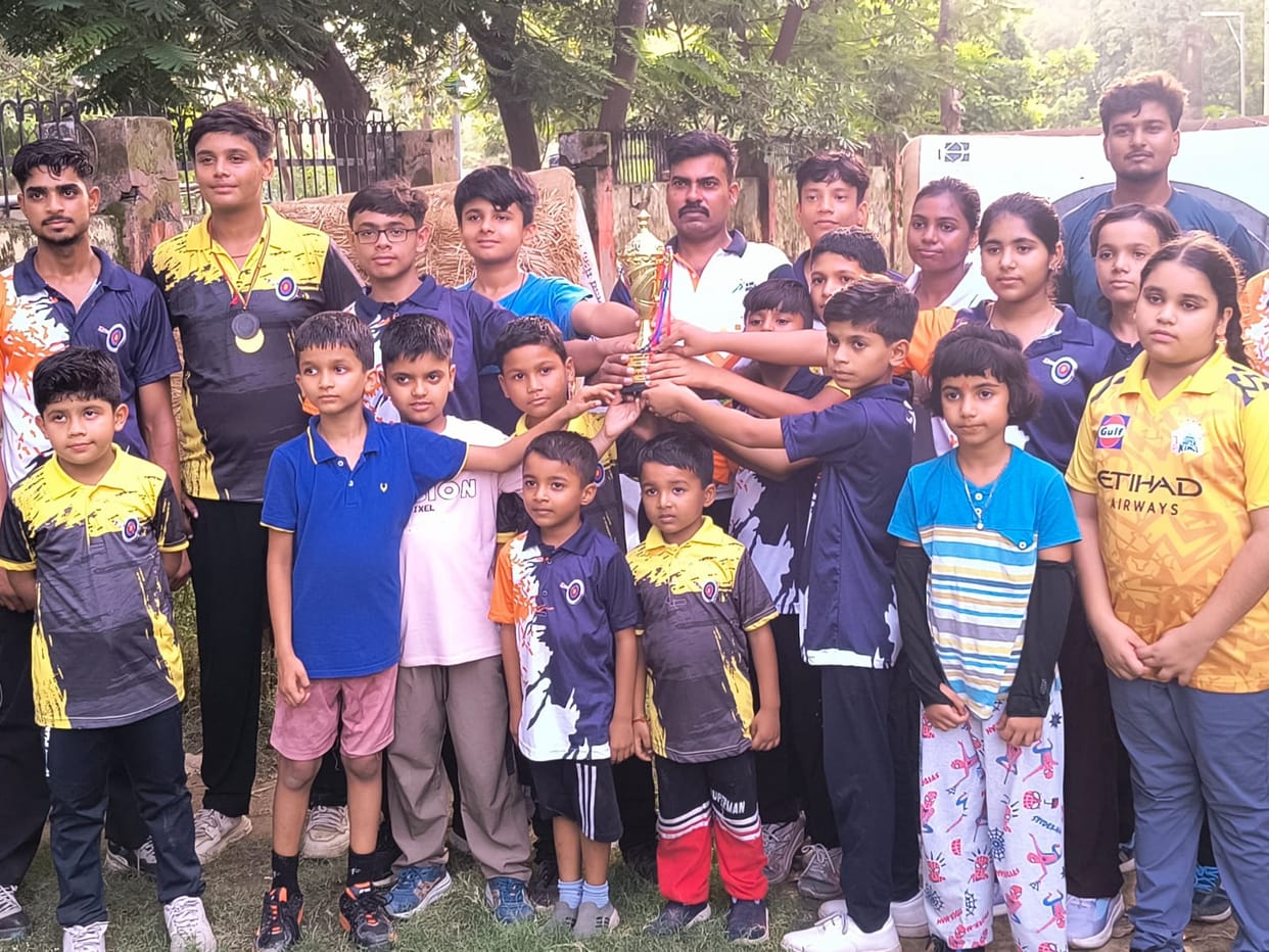 Children from the sports stadium won medals in archery.