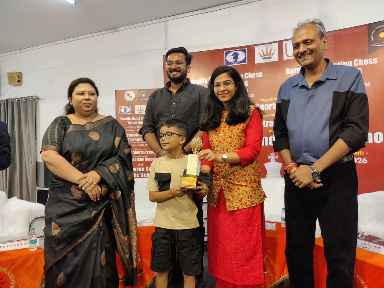 Six-year-old Abhayam from Gola won third place in chess